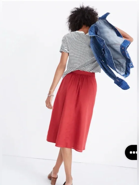 Madewell palisade front button midi skirt - Picture 2 of 9